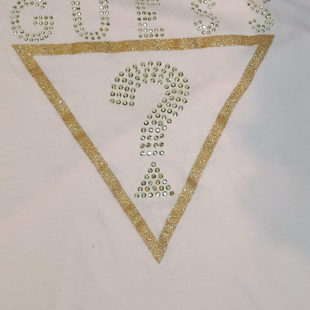 Guess/T Shirt/Girls Large 14/Pink/Rhinestone Logo Y2K Crop Top Description: - Picture 6 of 8
